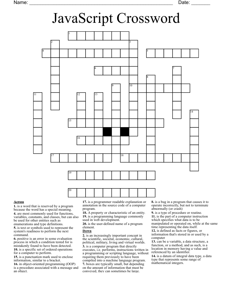 JavaScript Crossword