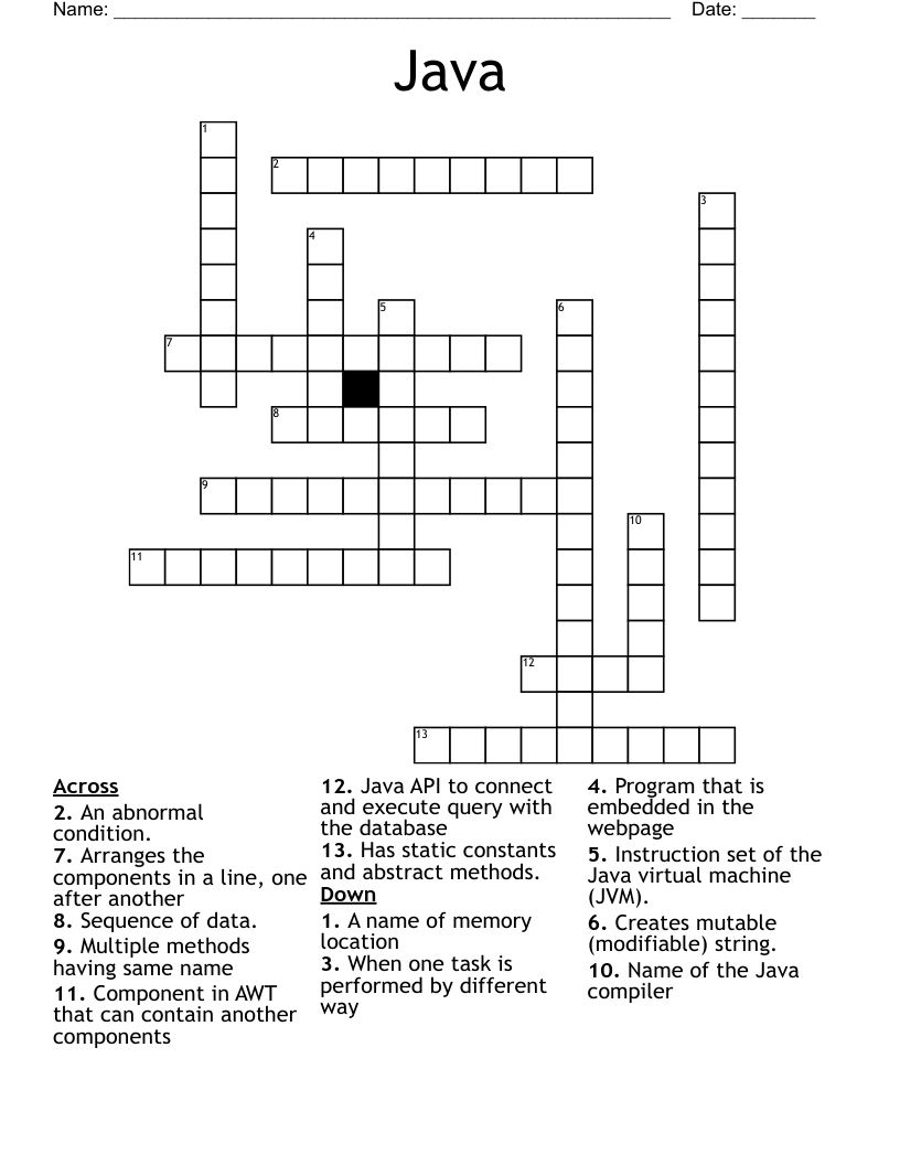 Java Crossword
