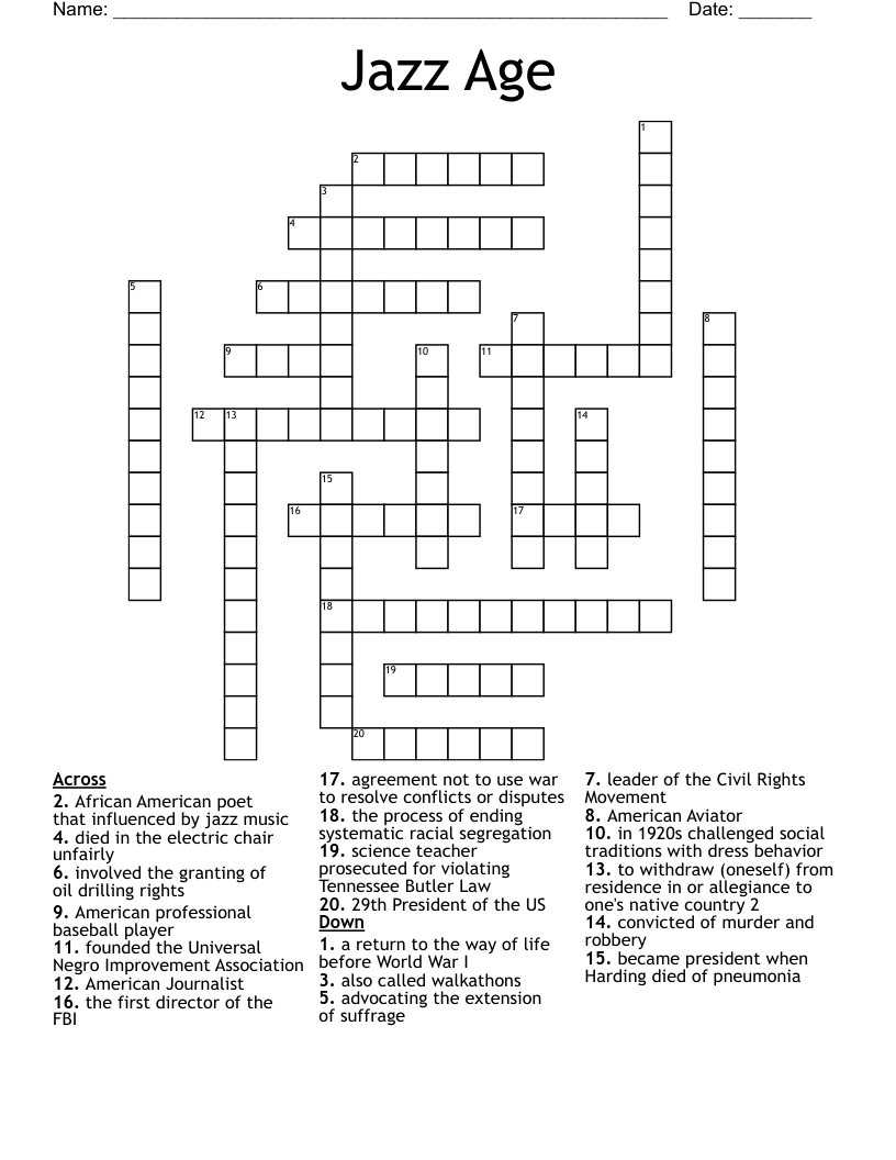 Jazz Age Crossword