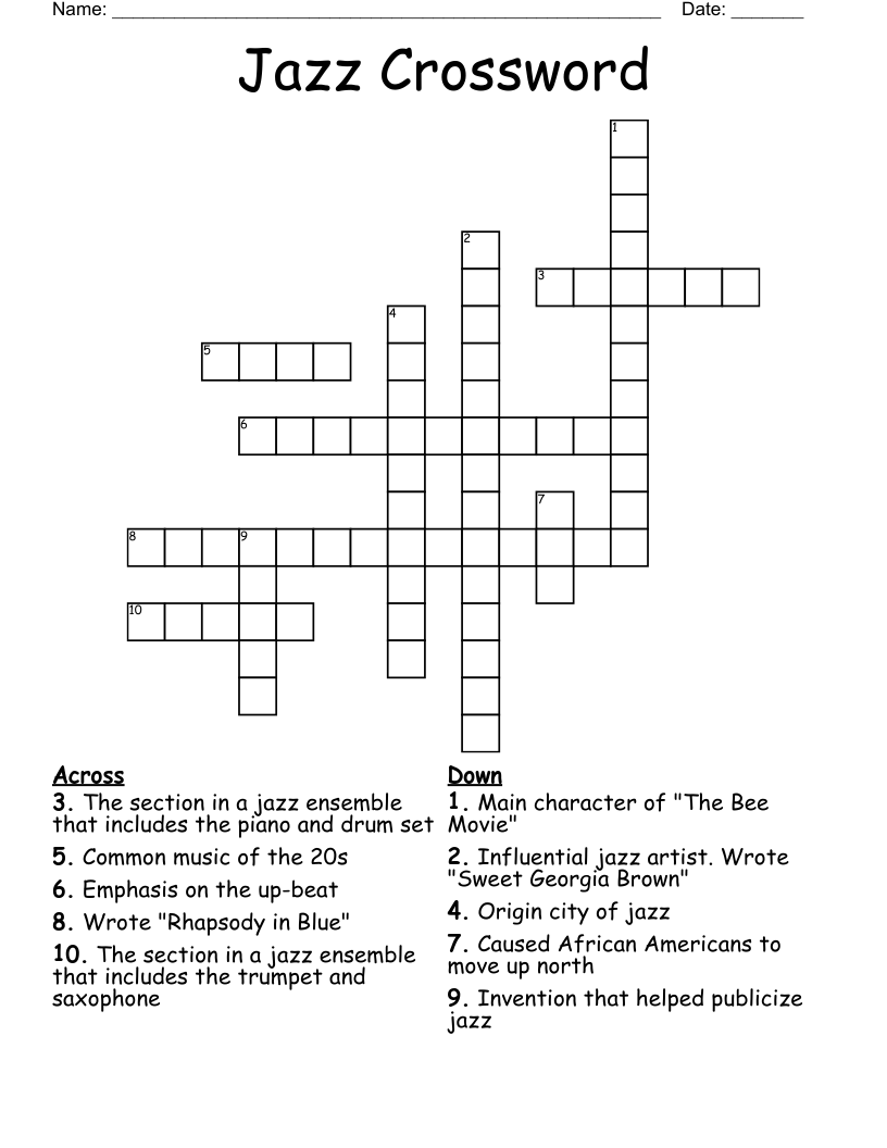 Jazz Crossword