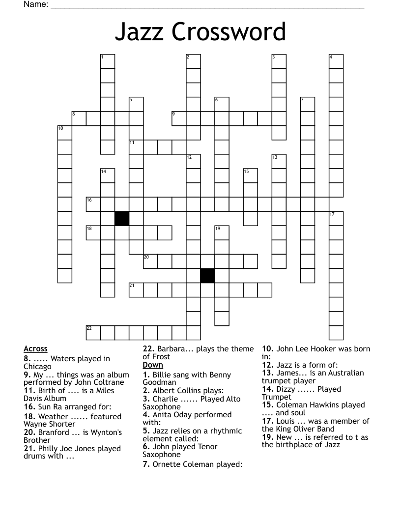 Jazz Crossword