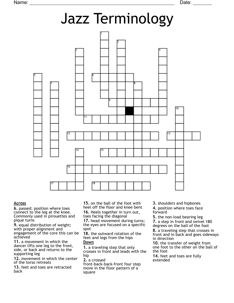Jazz Terminology Crossword