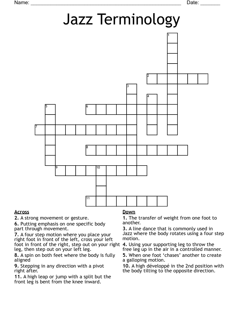 Jazz Terminology Crossword