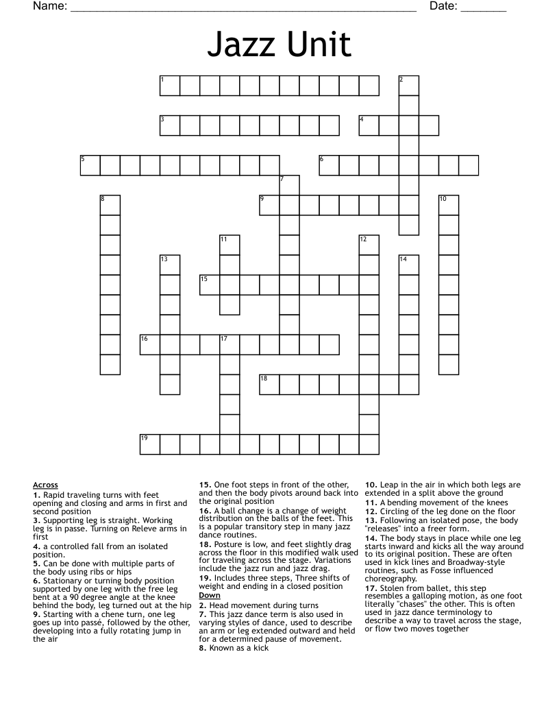 Jazz Unit Crossword