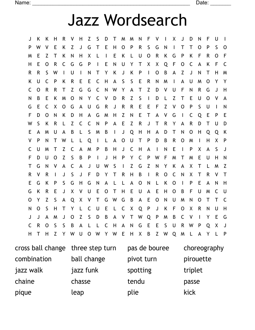 Jazz Wordsearch
