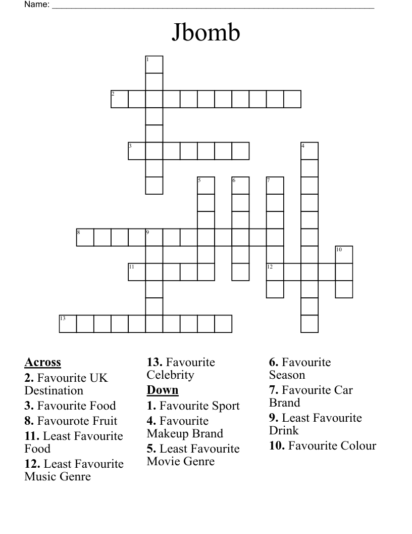 Jbomb  Crossword