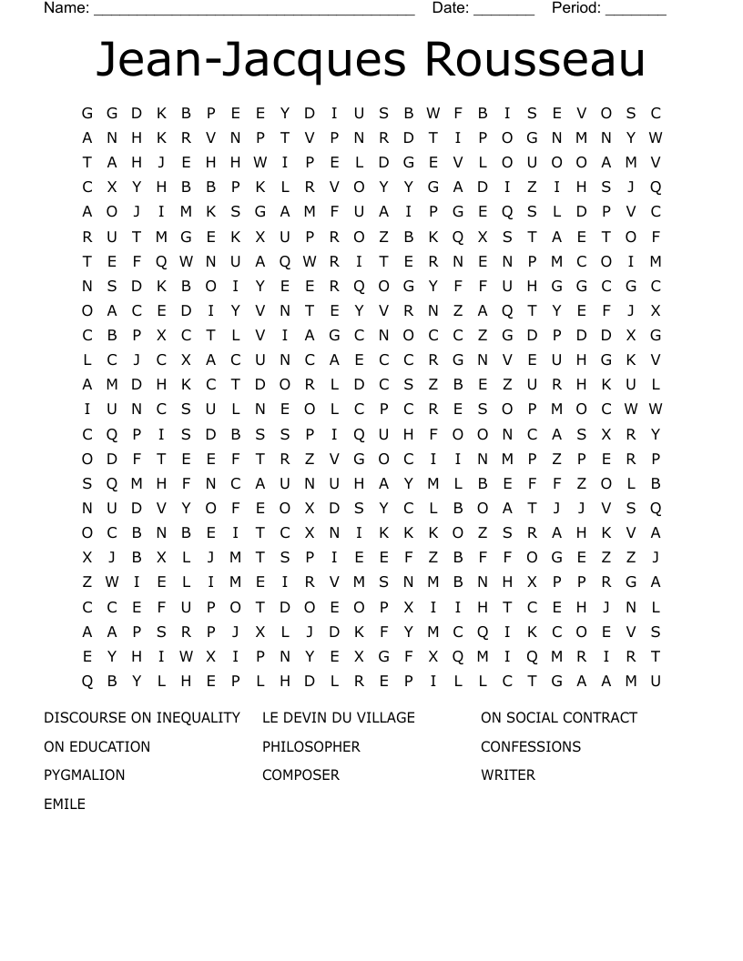 Jean-Jacques Rousseau Word Search