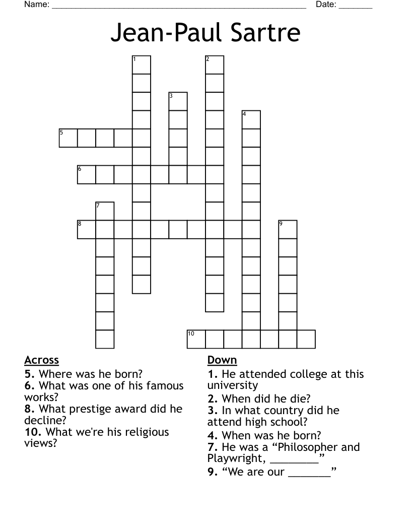 Jean-Paul Sartre Crossword