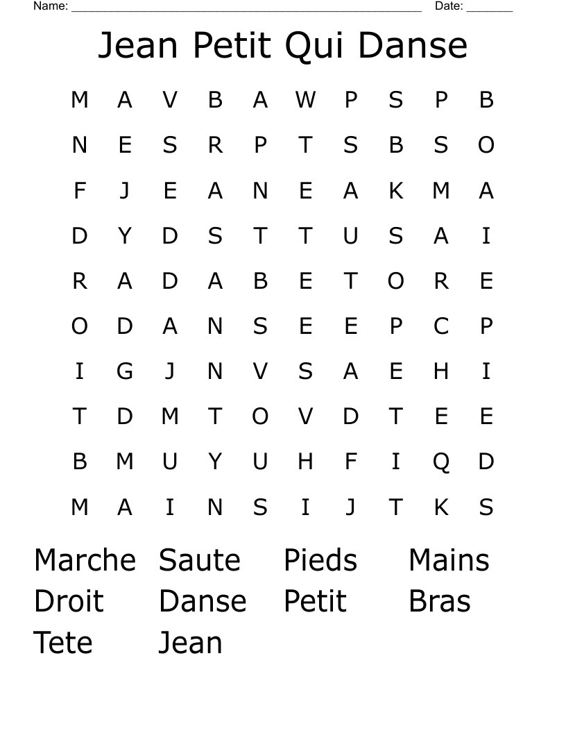 Jean Petit Qui Danse Word Search