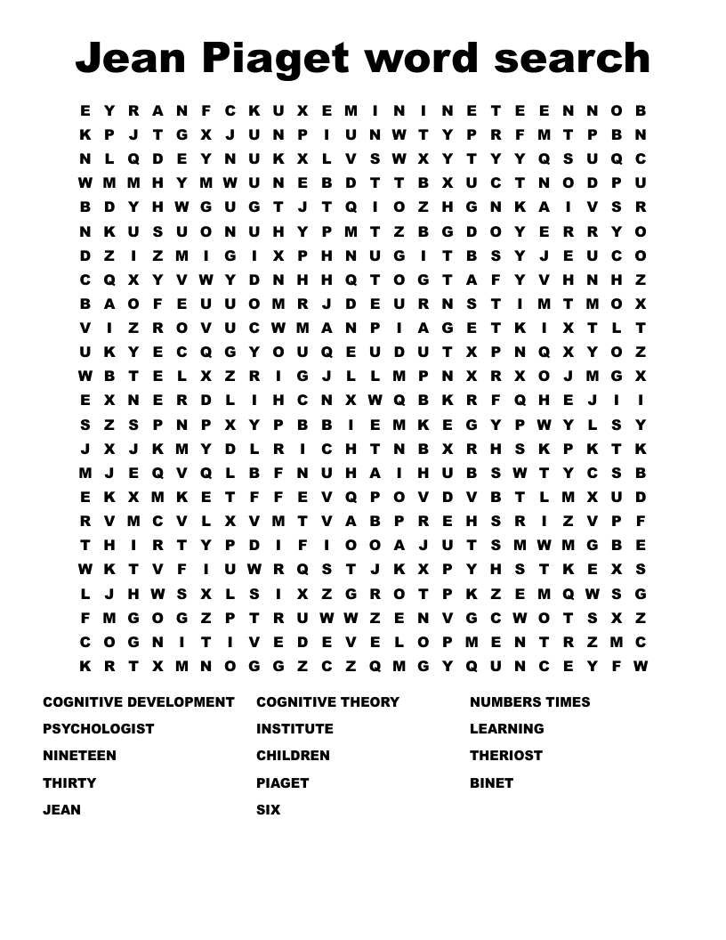 Jean Piaget word search