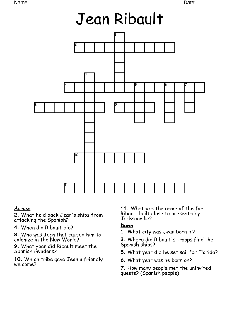 Jean Ribault Crossword