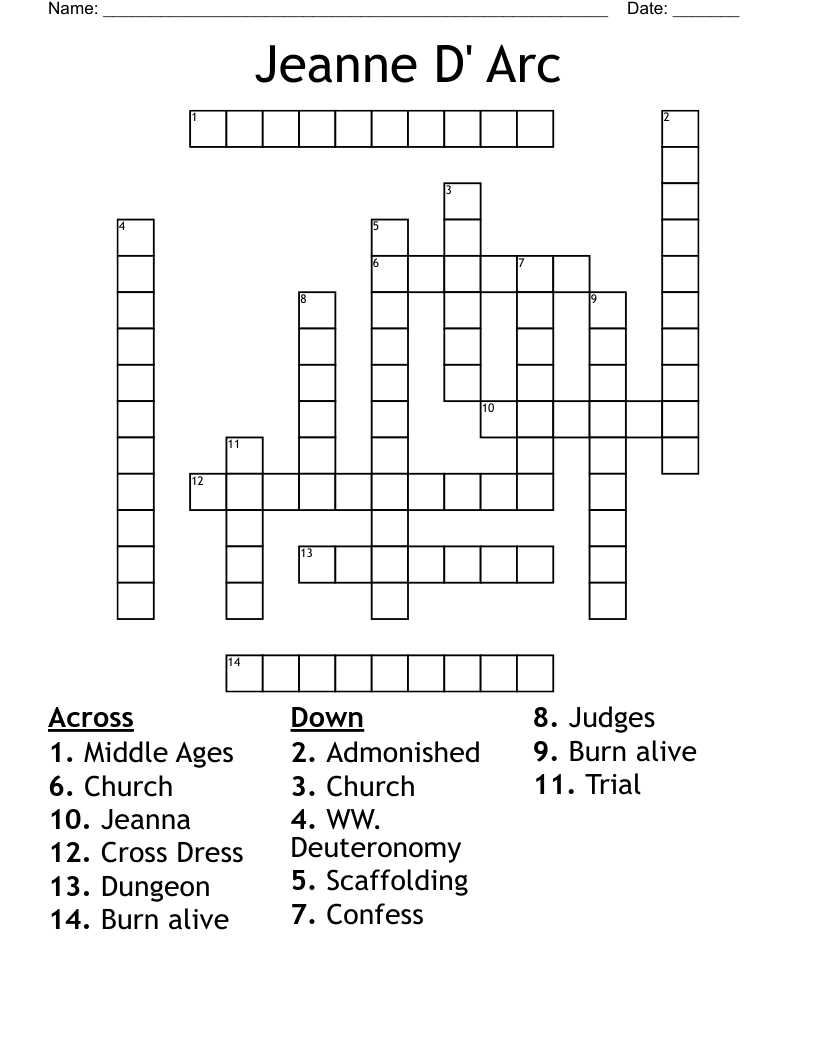 Jeanne D' Arc Crossword