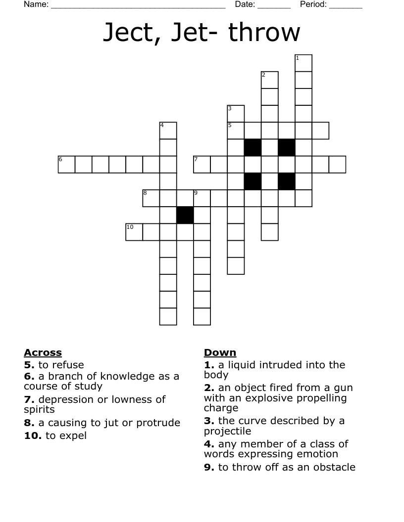 Ject, Jet- throw Crossword