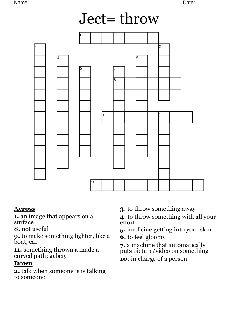 Ject= throw Crossword