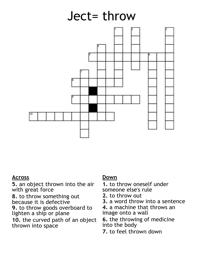 Ject= throw Crossword