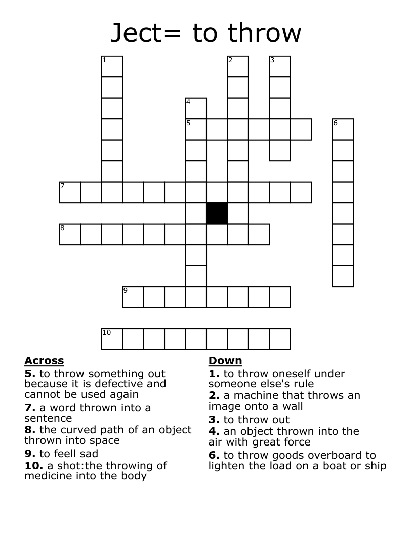 Ject= to throw Crossword