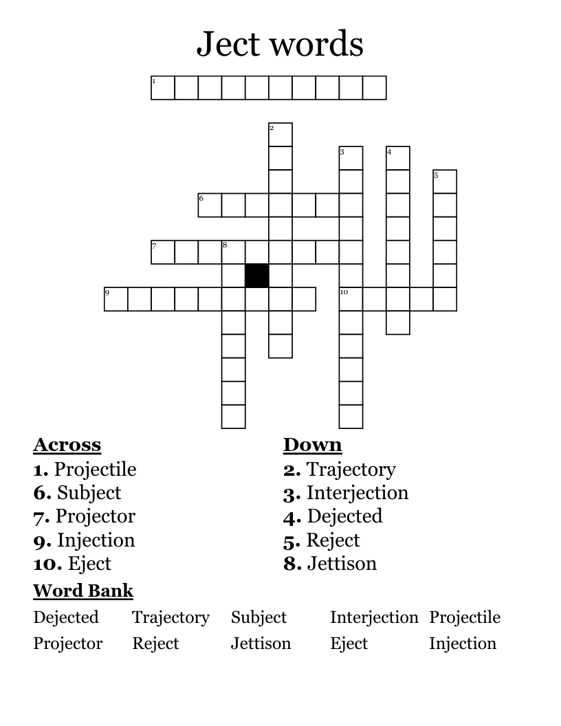 Ject words  Crossword
