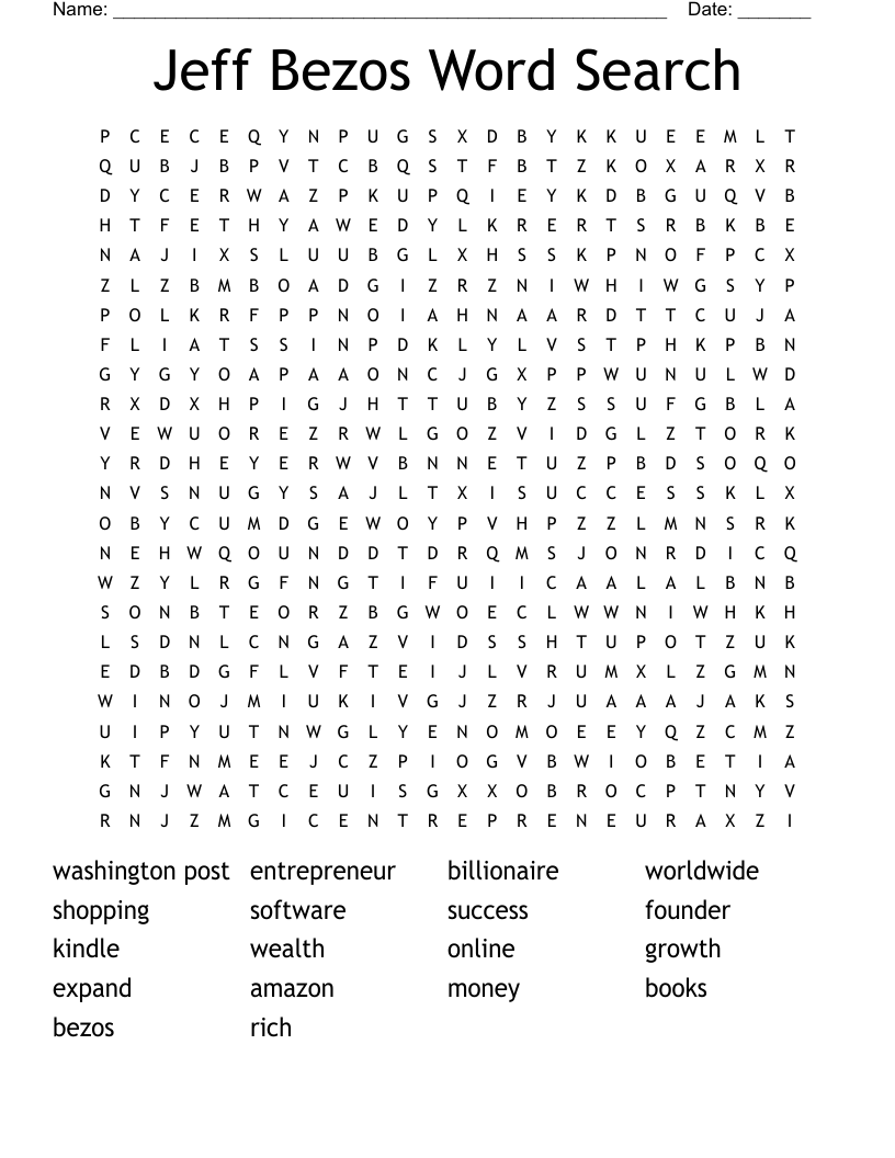 Jeff Bezos Word Search