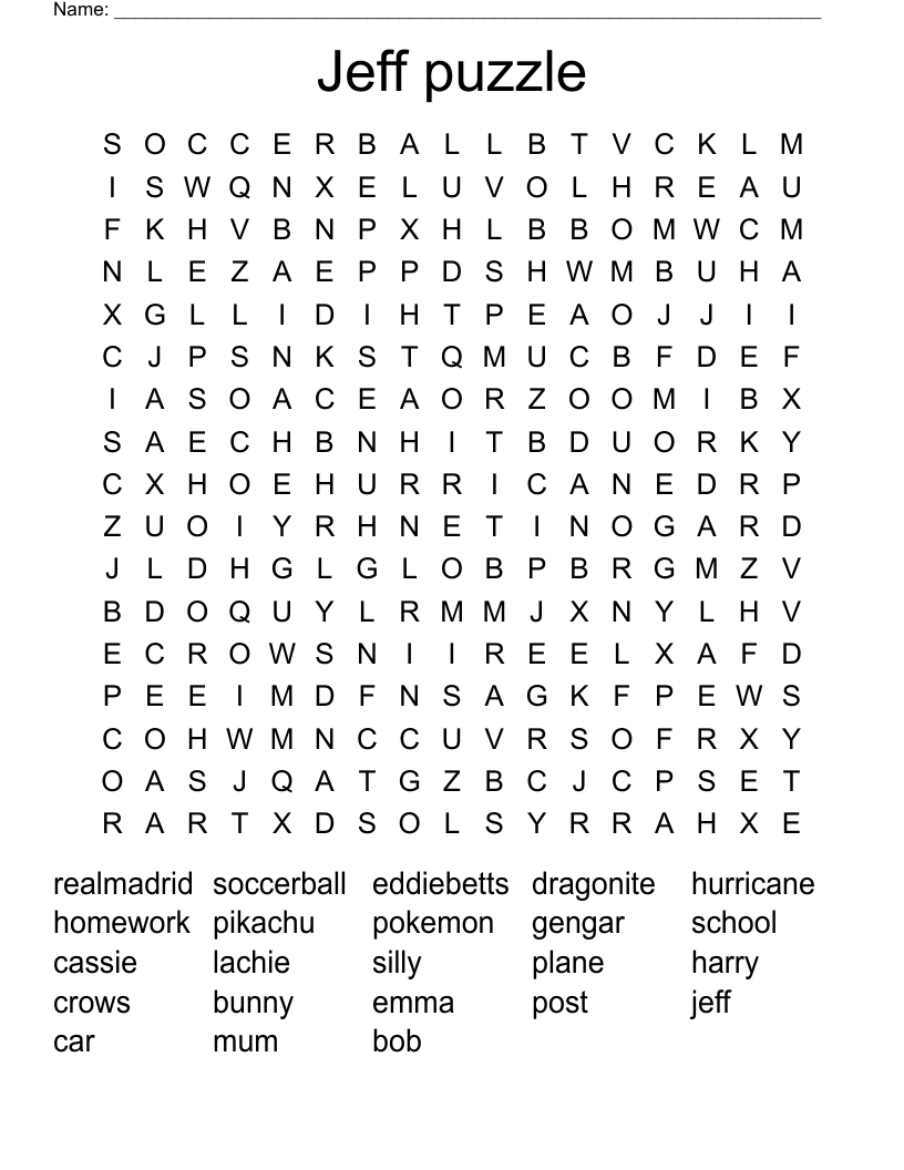 Jeff puzzle Word Search