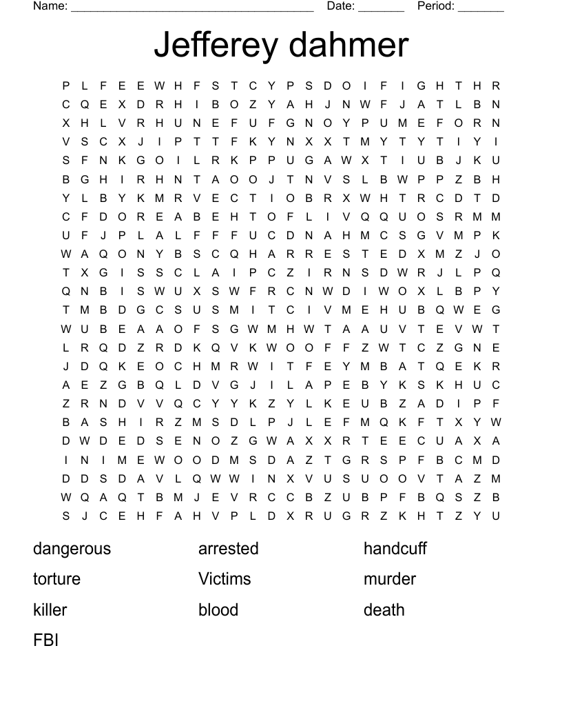 Jefferey dahmer Word Search