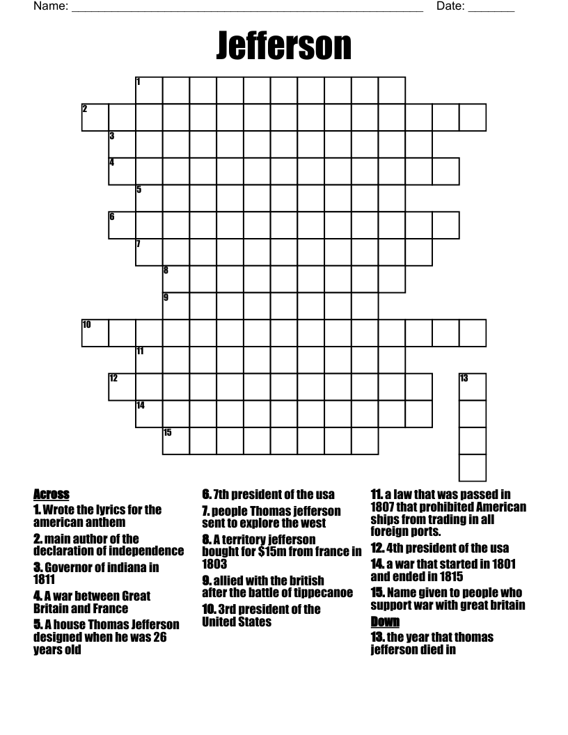 Jefferson Crossword