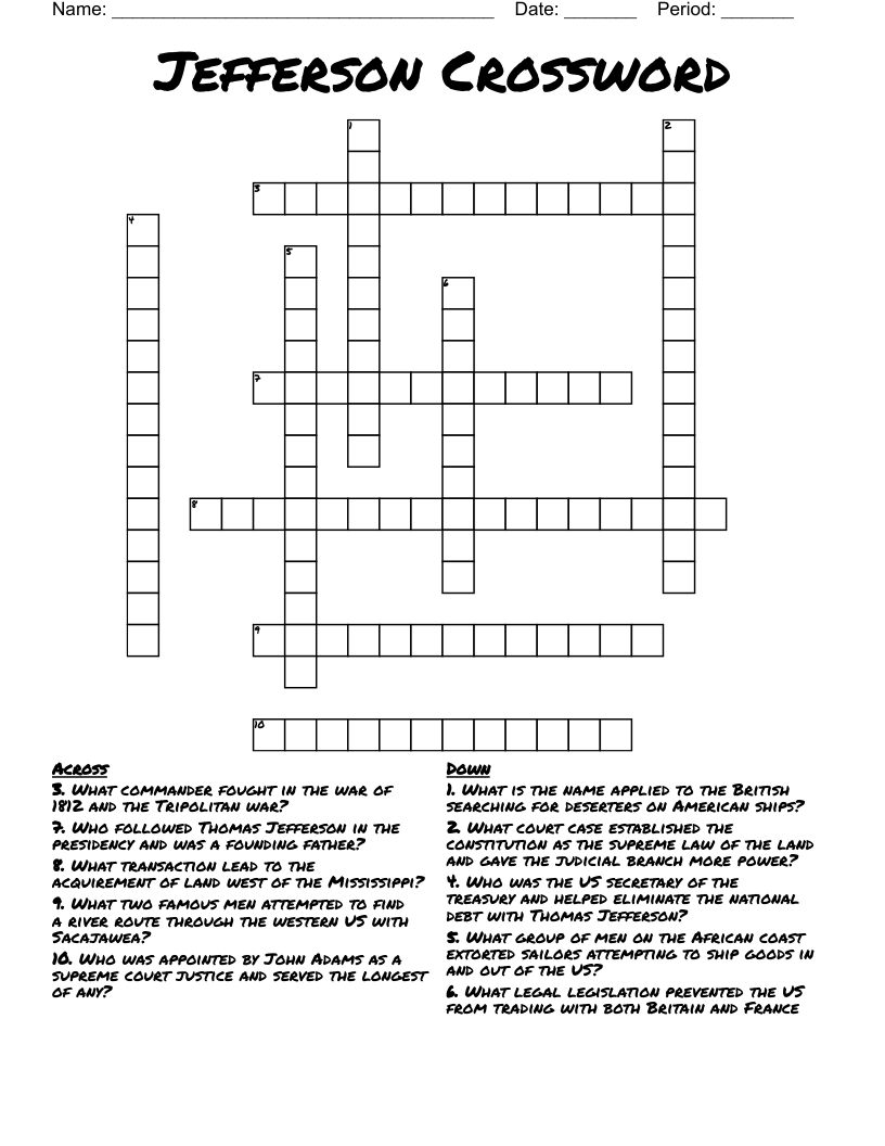 Jefferson Crossword