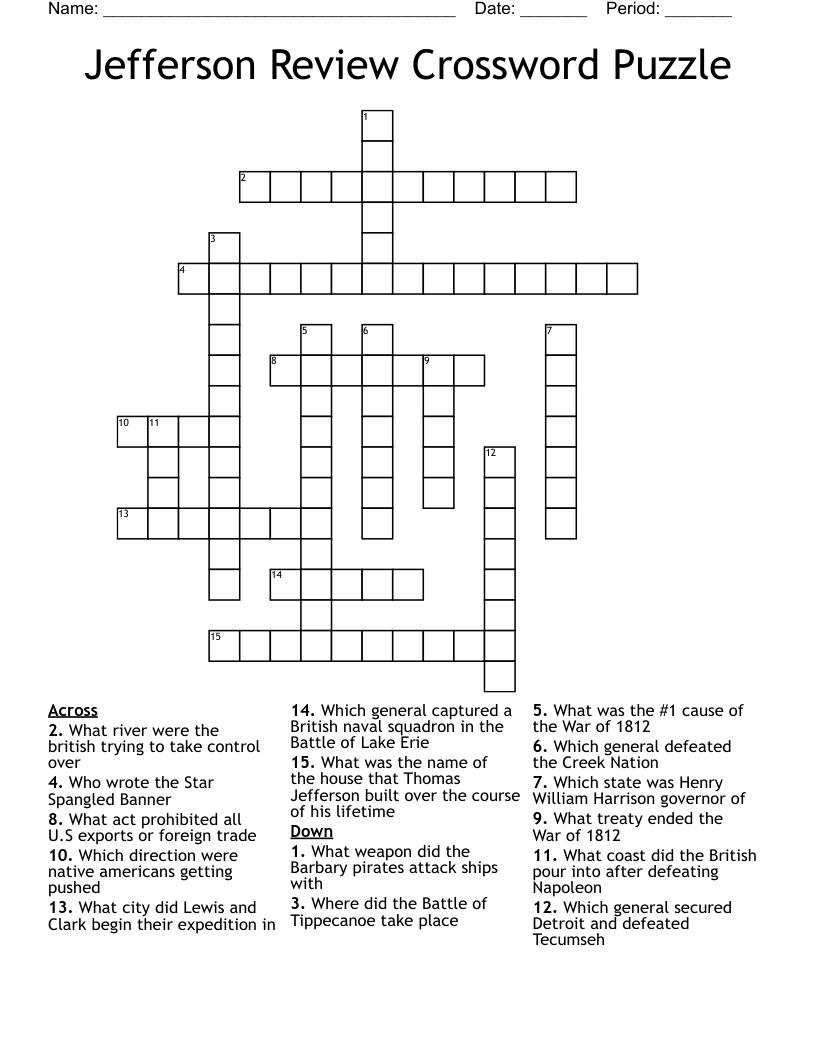 Jefferson Review Crossword Puzzle