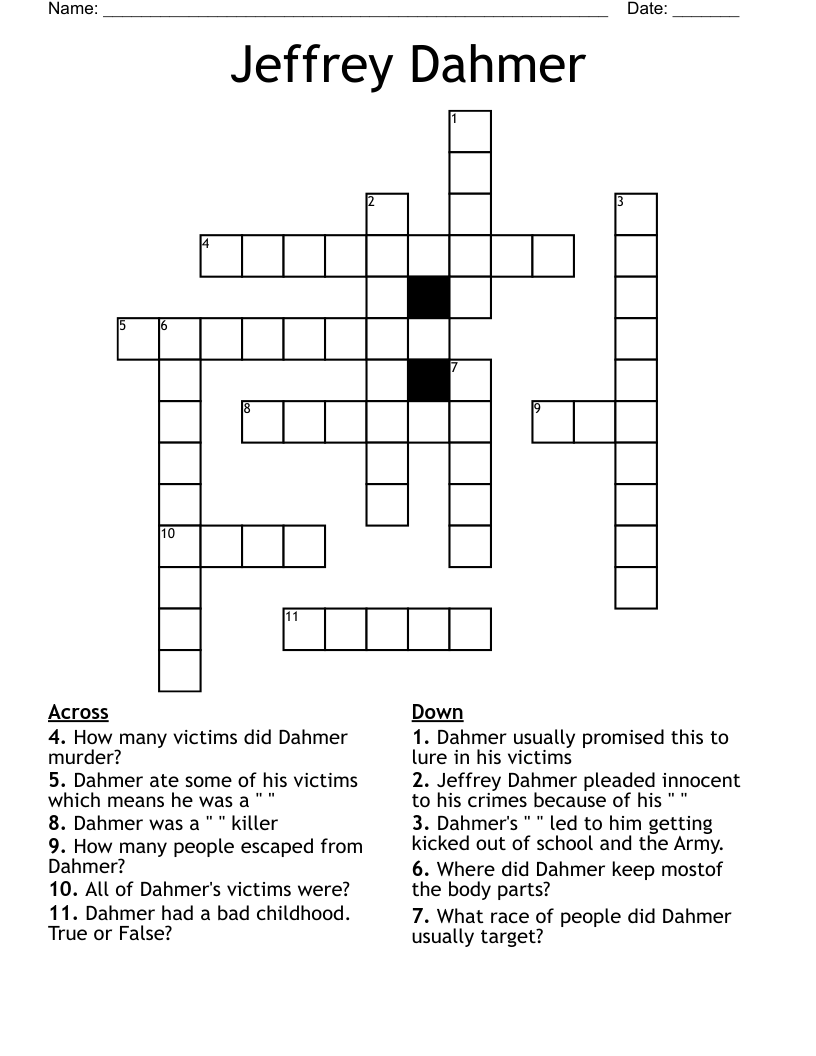Jeffrey Dahmer Crossword