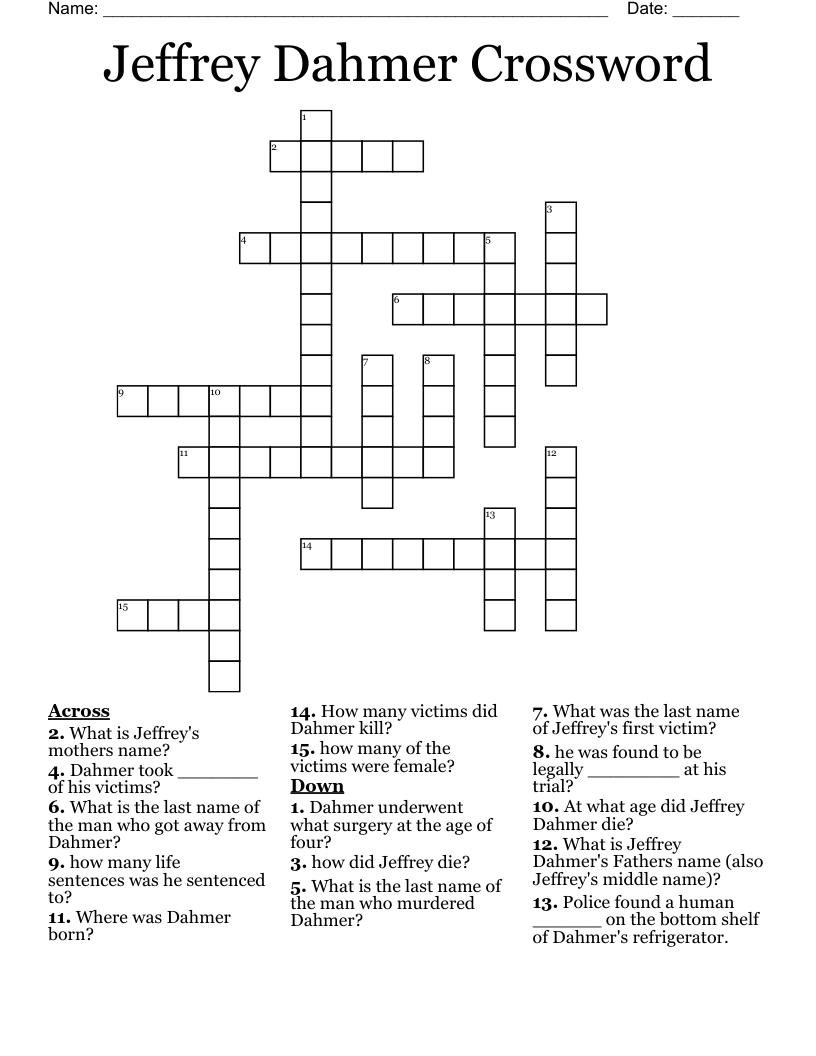 Jeffrey Dahmer Crossword