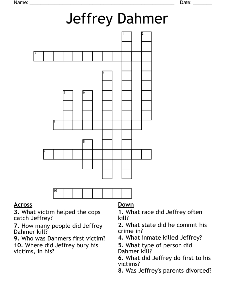 Jeffrey Dahmer  Crossword