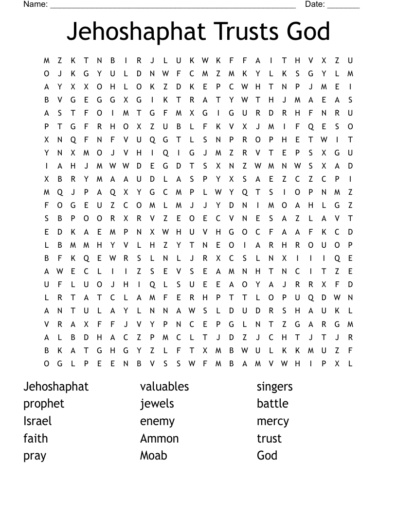 Jehoshaphat Trusts God Word Search