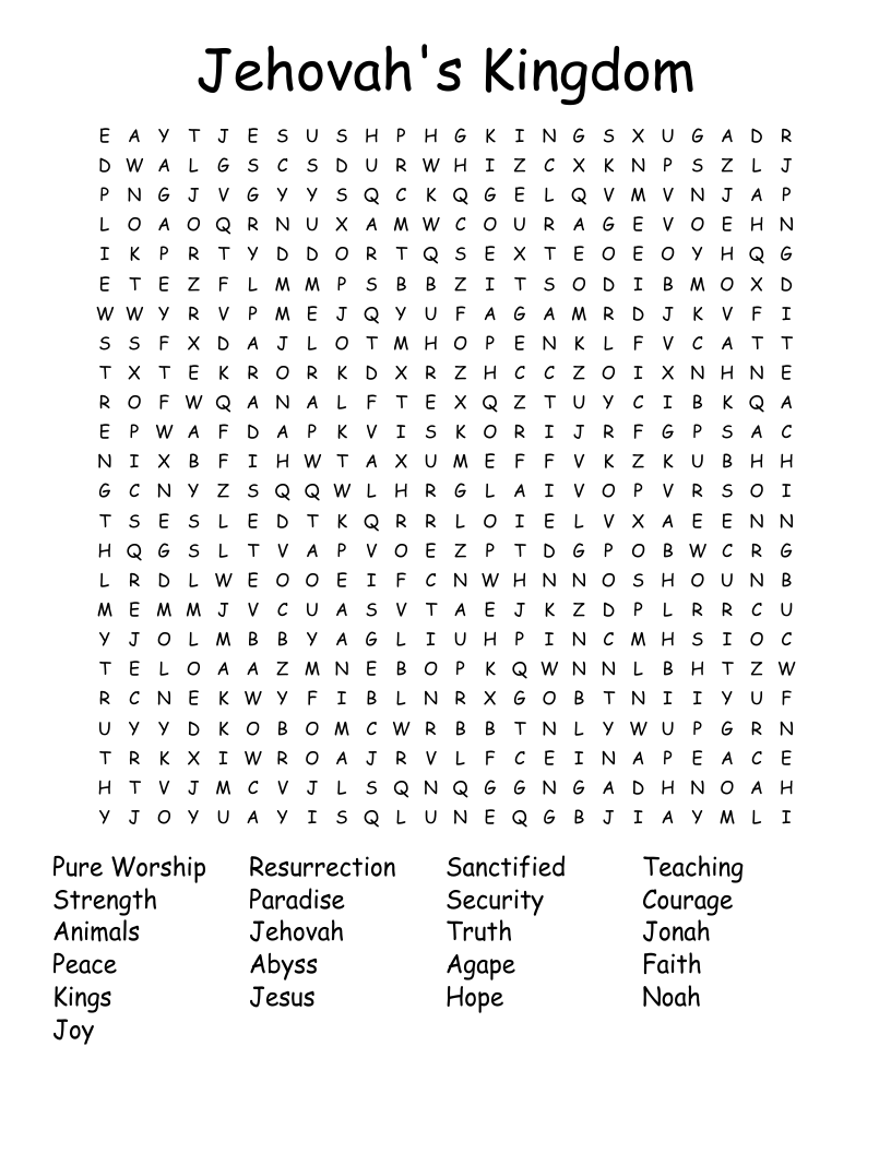 Jehovah's Kingdom Word Search