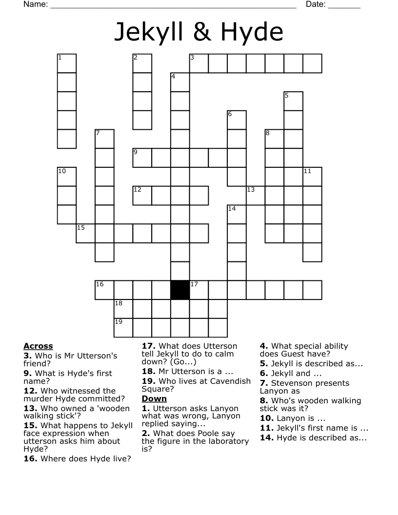 Jekyll & Hyde Crossword