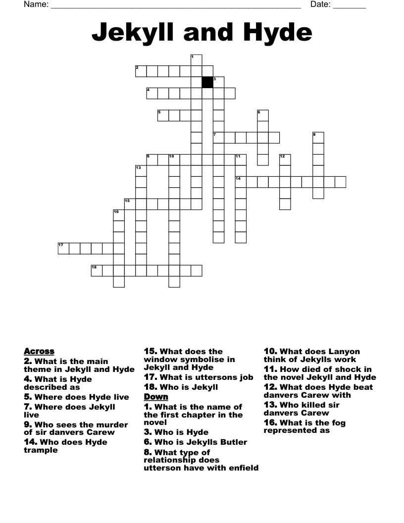 Jekyll and Hyde Crossword