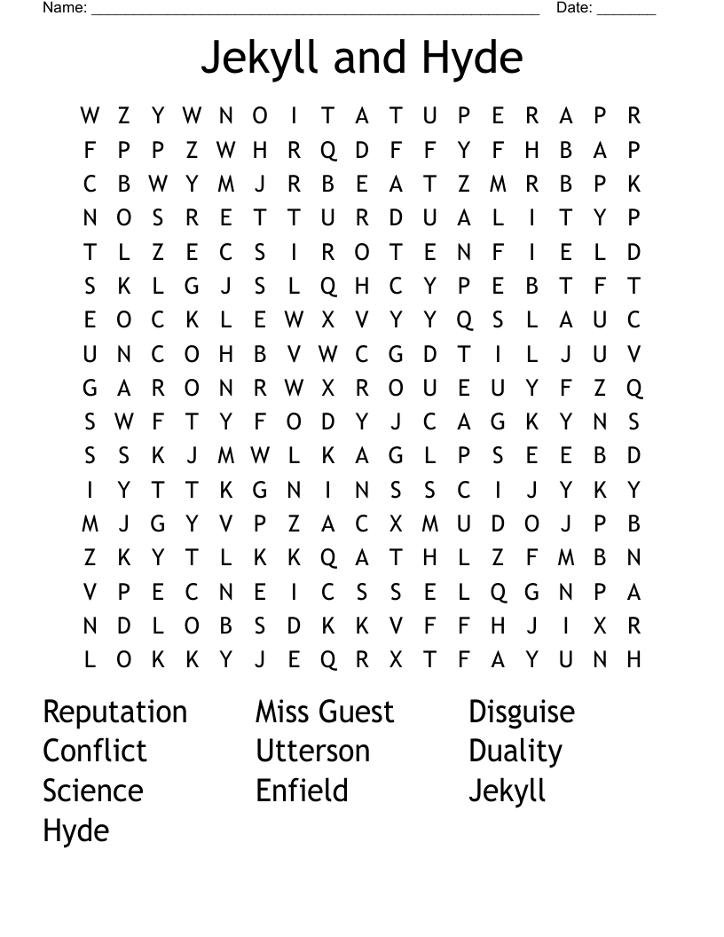 Jekyll and Hyde Word Search