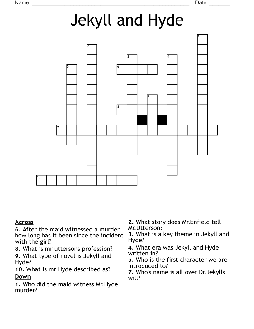 Jekyll and Hyde Crossword