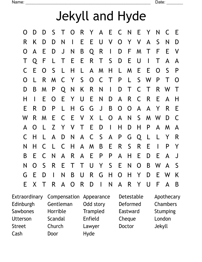 Jekyll and Hyde Word Search