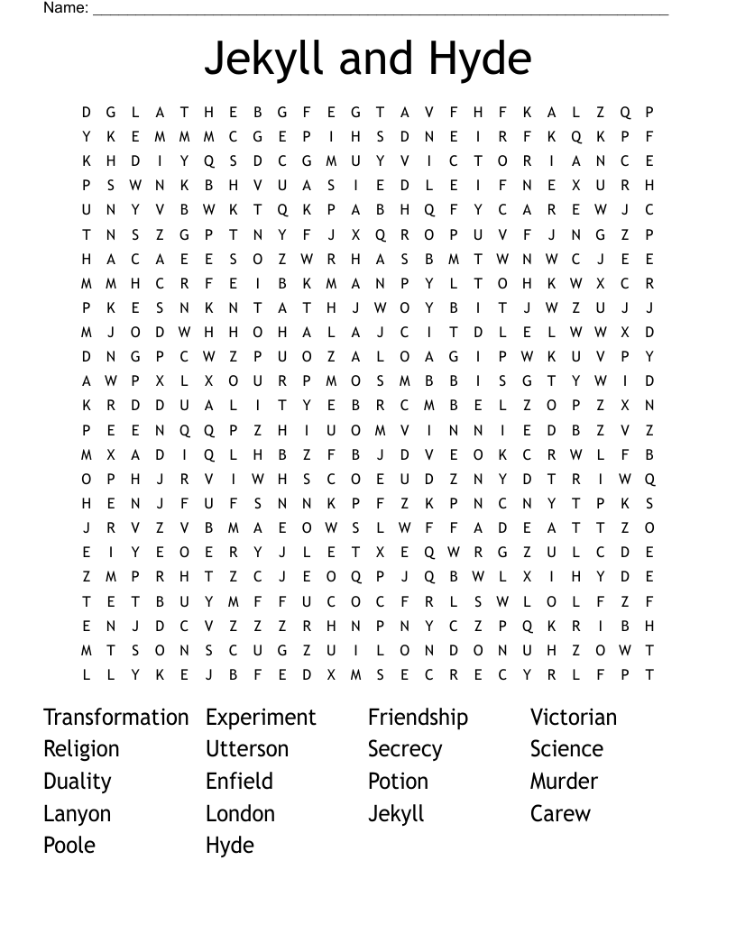 Jekyll and Hyde Word Search