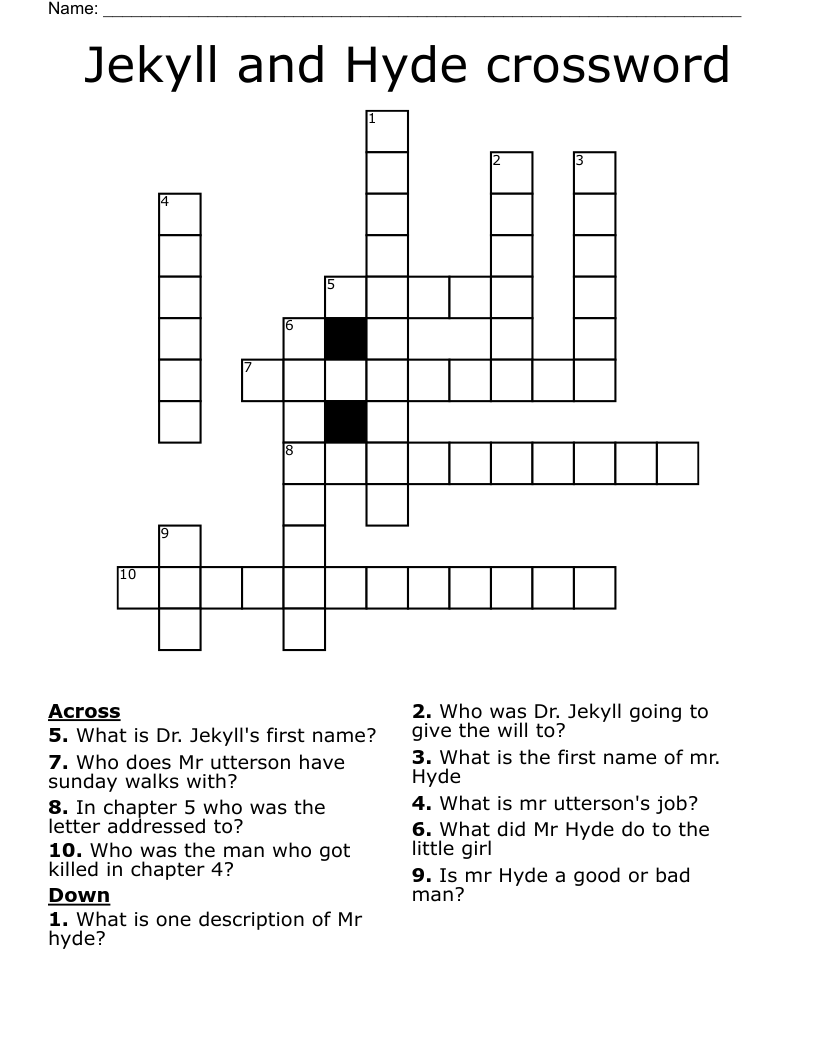 Jekyll and Hyde crossword