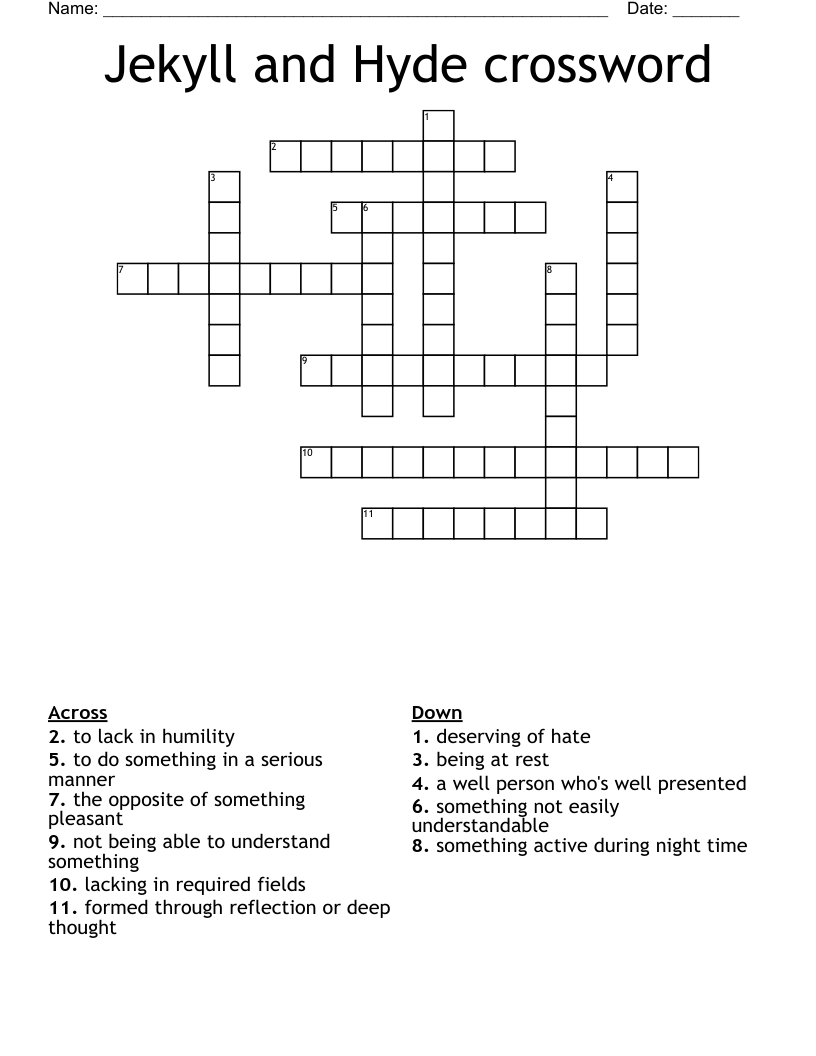 Jekyll and Hyde crossword