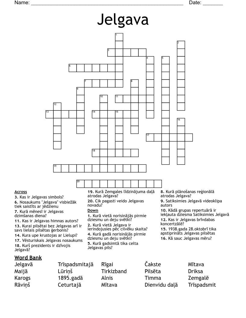 Jelgava  Crossword