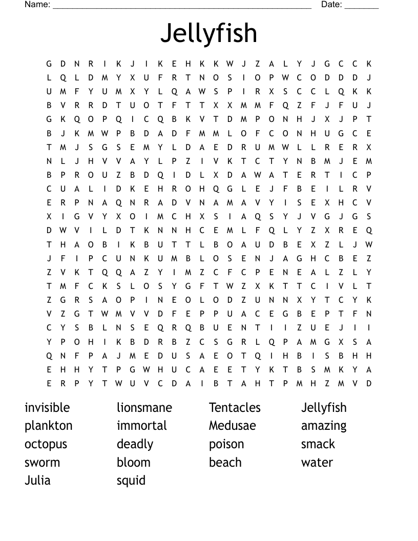 Jellyfish Word Search