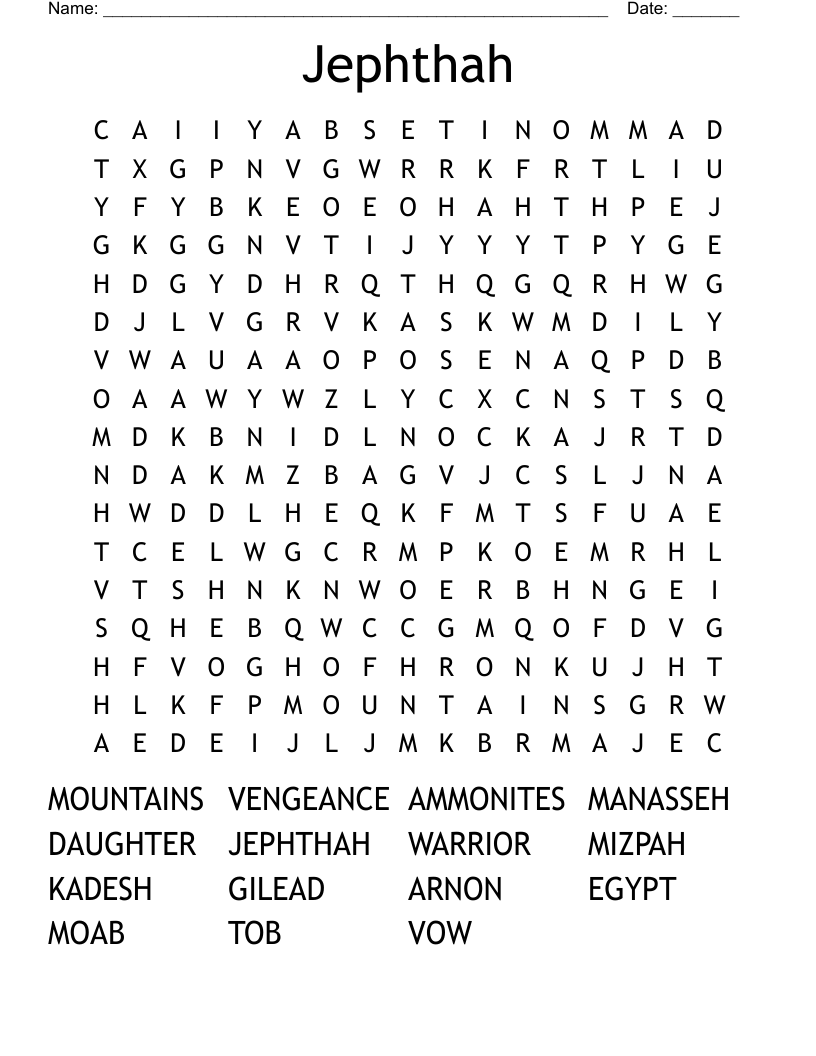 Jephthah Word Search