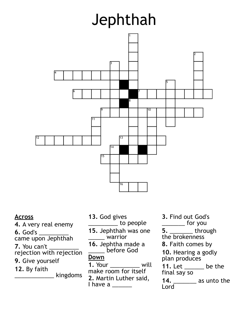 Jephthah Crossword