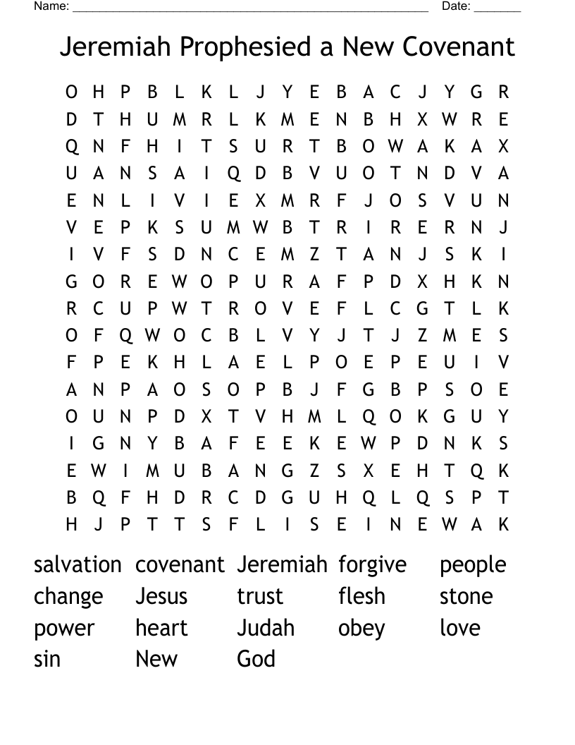 Jeremiah Prophesied a New Covenant Word Search