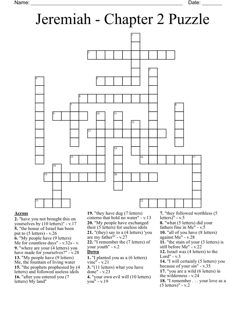 Jeremiah - Chapter 2 Puzzle Crossword