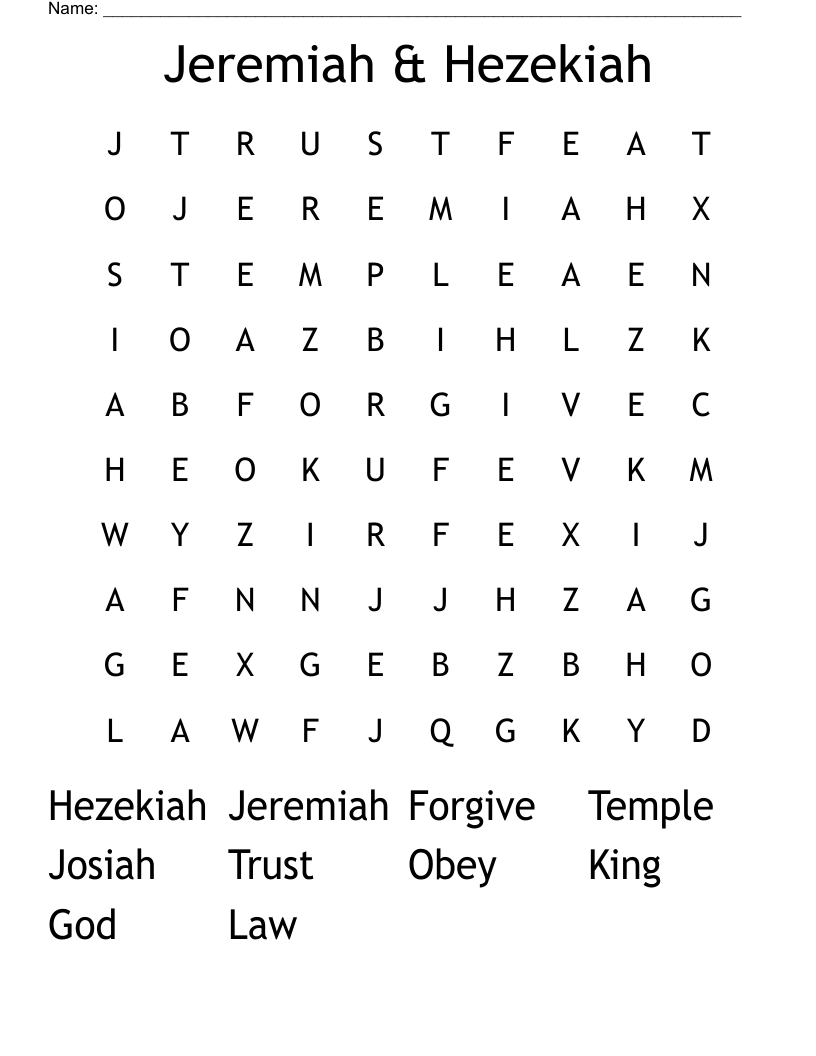 Jeremiah & Hezekiah Word Search