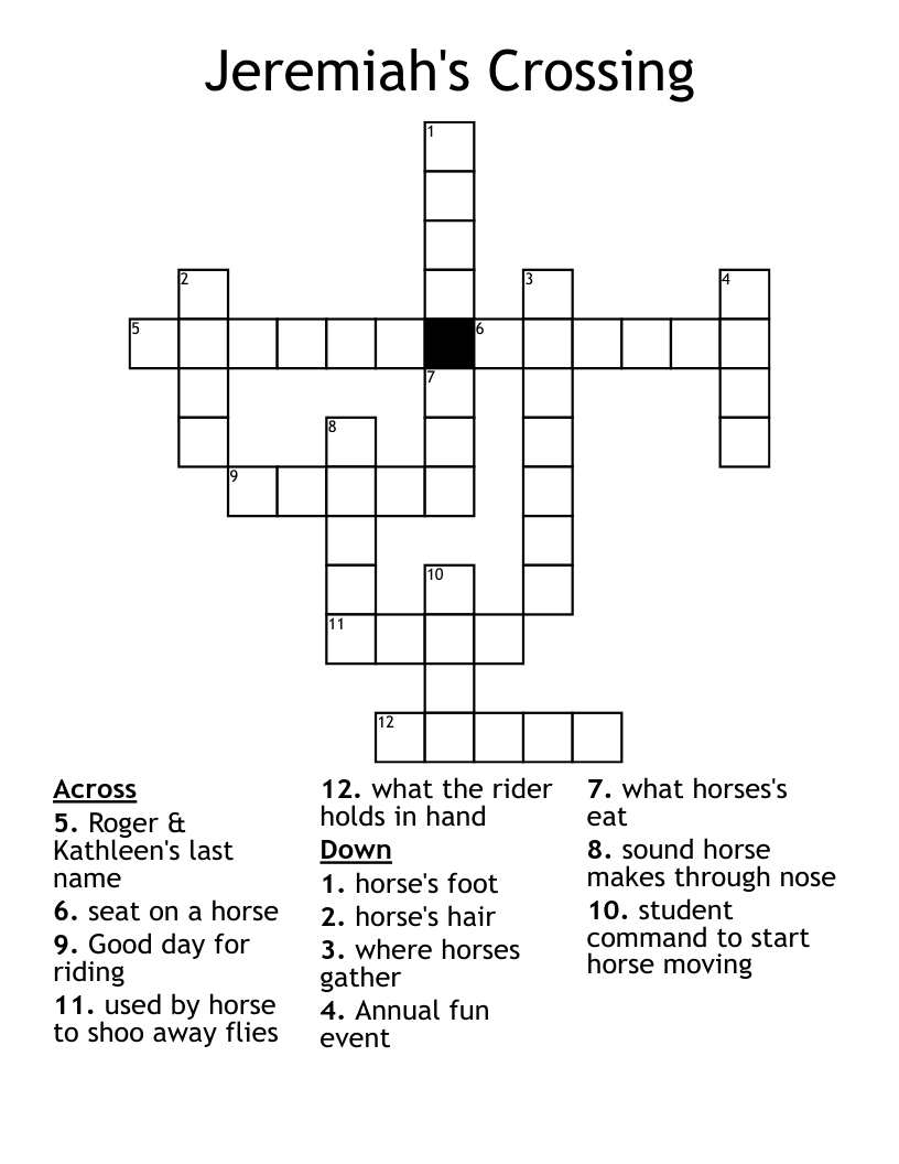 Jeremiah's Crossing Crossword