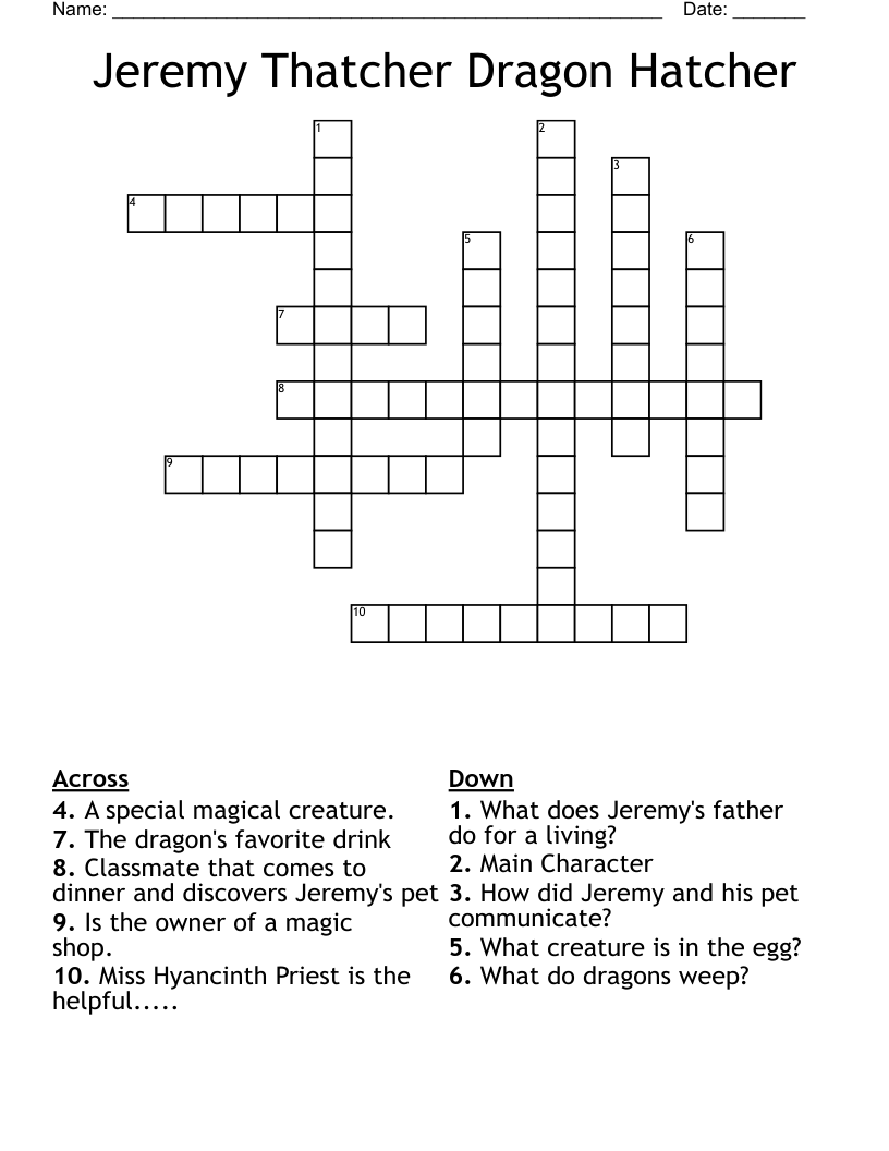 Jeremy Thatcher Dragon Hatcher Crossword