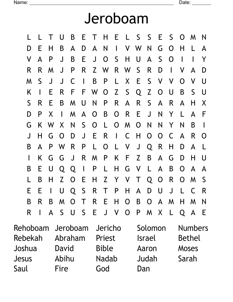 Jeroboam Word Search